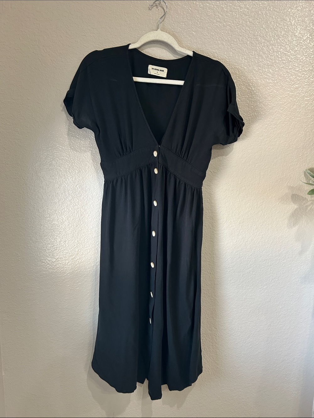 The Normal Brand Black Midi Button-Down Dress